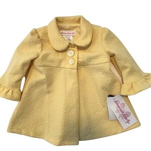 Bonnie Baby Girls Yellow Coat 3 Buttons Dressy 3-6 Months‎ NWT Holiday